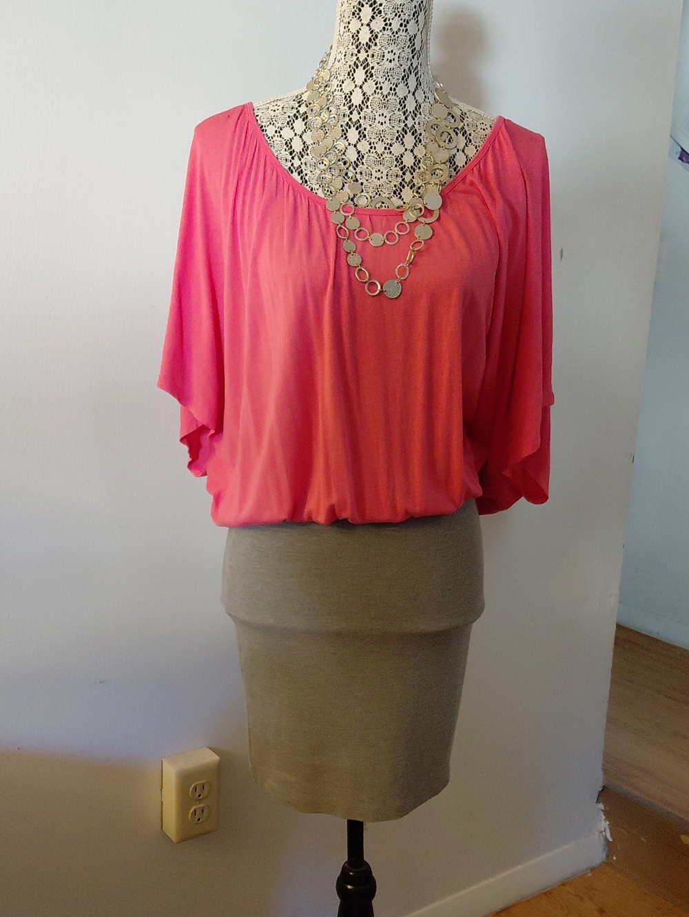H&M Coral Pink Dolman Sleeve Blouse